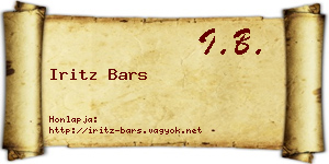 Iritz Bars névjegykártya